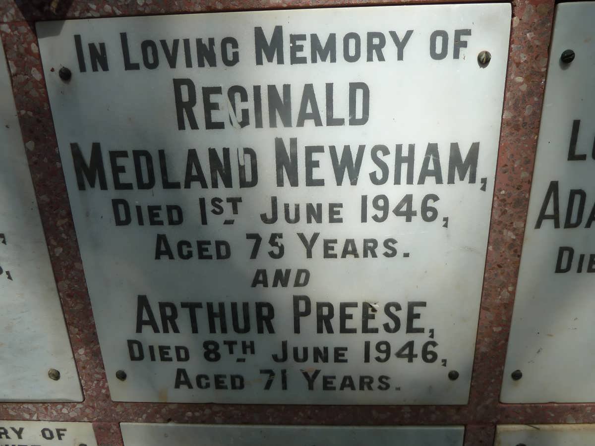 NEWSHAM Reginald Medland -1946 :: PREESE Arthur -1946