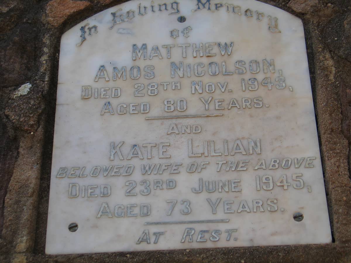 NICOLSON Matthew Amos 1863-1943 &amp; Kate Lilian 1872-1945