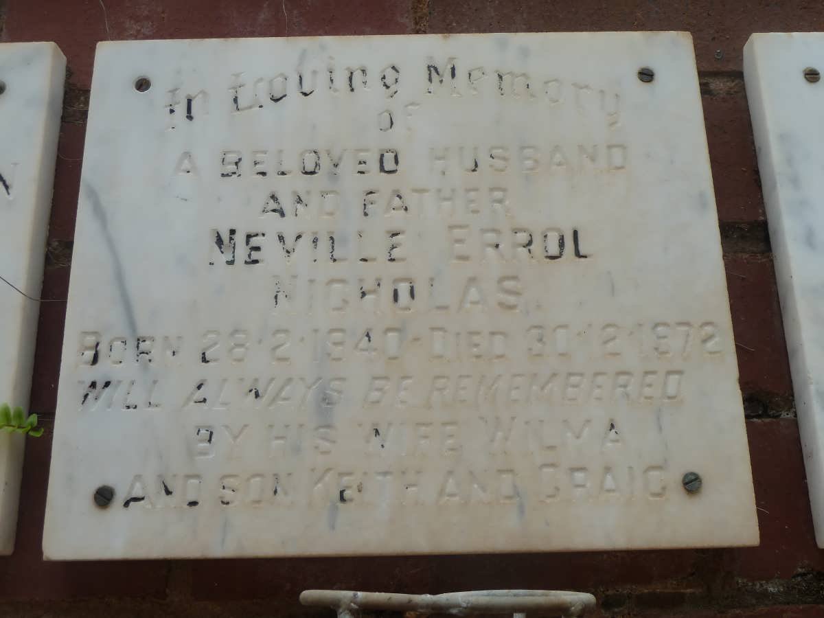 NICHOLAS Neville Errol 1940-1972