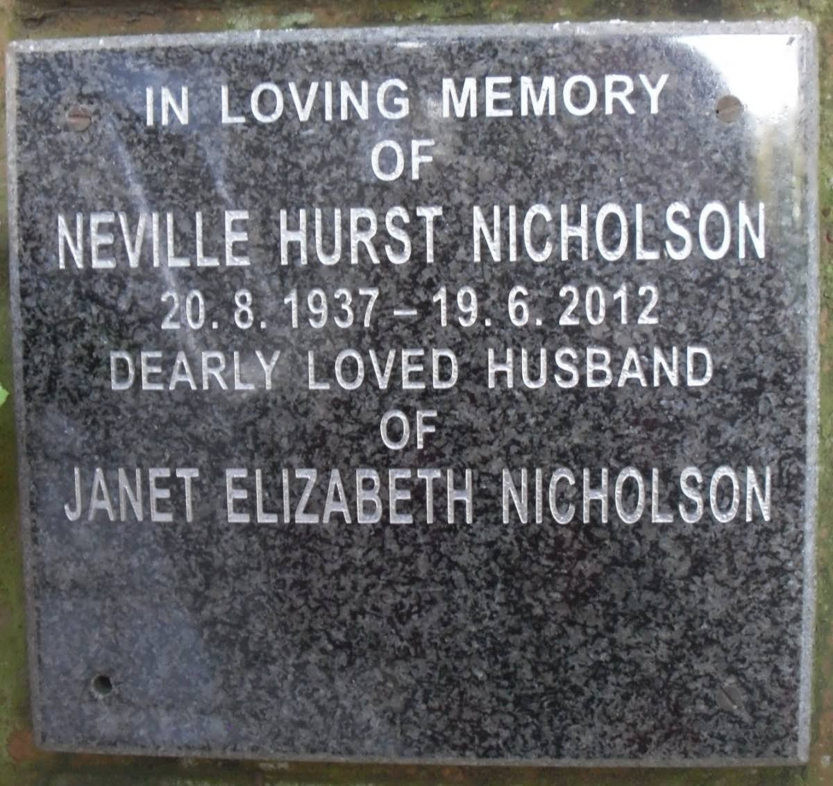 NICHOLSON Neville Hurst 1937-2012