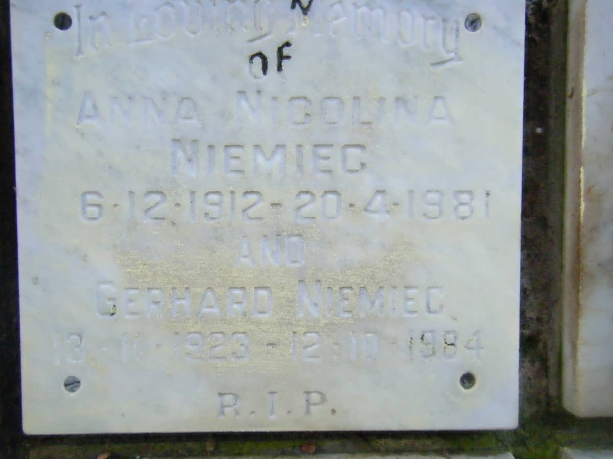 NIEMIEC Gerhard 1923-1984 &amp; :: NIEMIEC Anna Nicolina 1912-1981