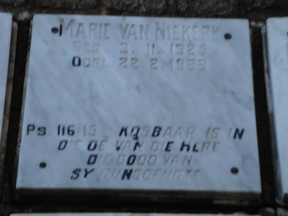 NIEKERK Marie, van 1925-1988