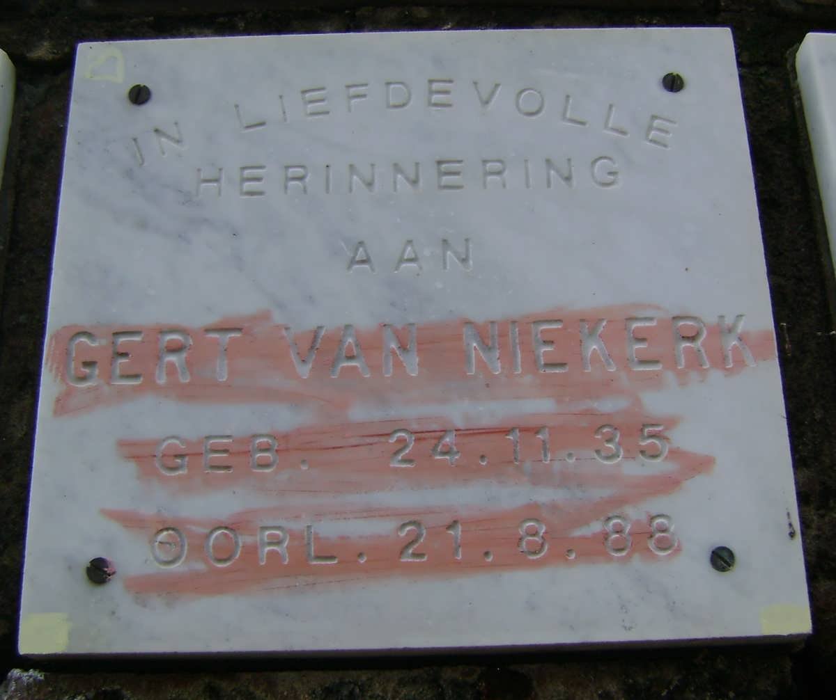 NIEKERK Gert, van 1935-1988