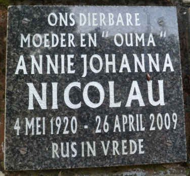 NICOLAU Annie Johanna 1920-2009