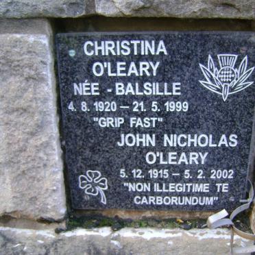 O'LEARY John Nicholas 1915-2002 &amp; Christina BALSILLE 1920-1999