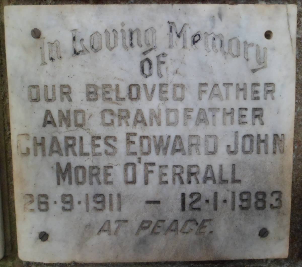 O'FERRALL Charles Edward John More 1911-1983