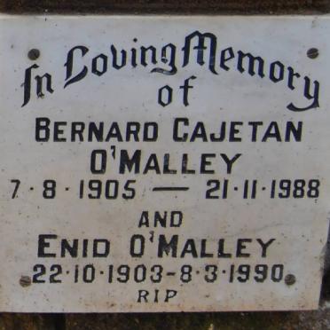 O'MALLEY Bernard Cajetan 1905-1988 &amp; Enid 1903-1990