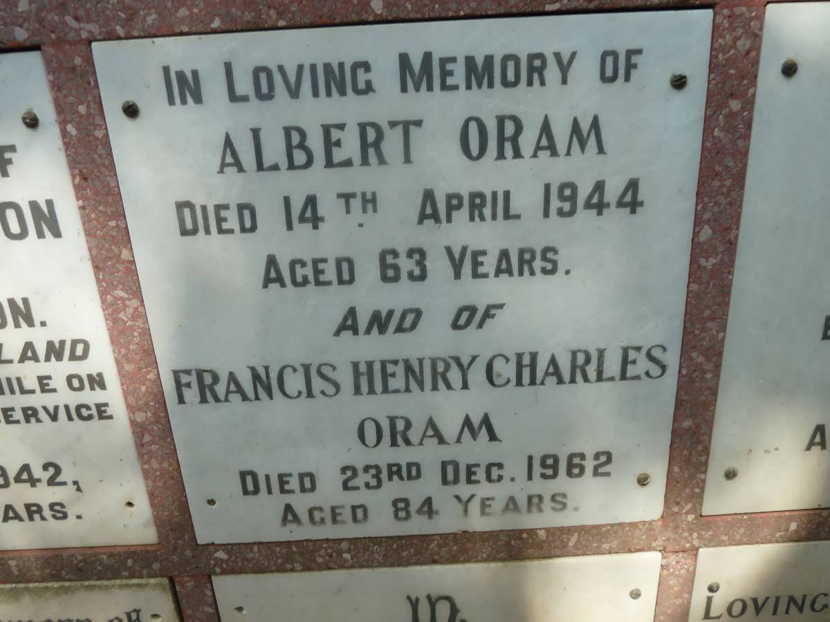 ORAM Albert -1944 :: ORAM Francis Henry Charles -1962