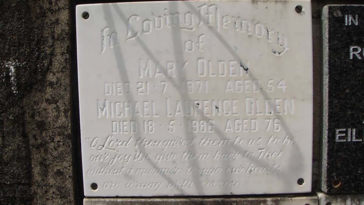 OLDEN Micheal Laurence -1986 &amp; Mary -1971