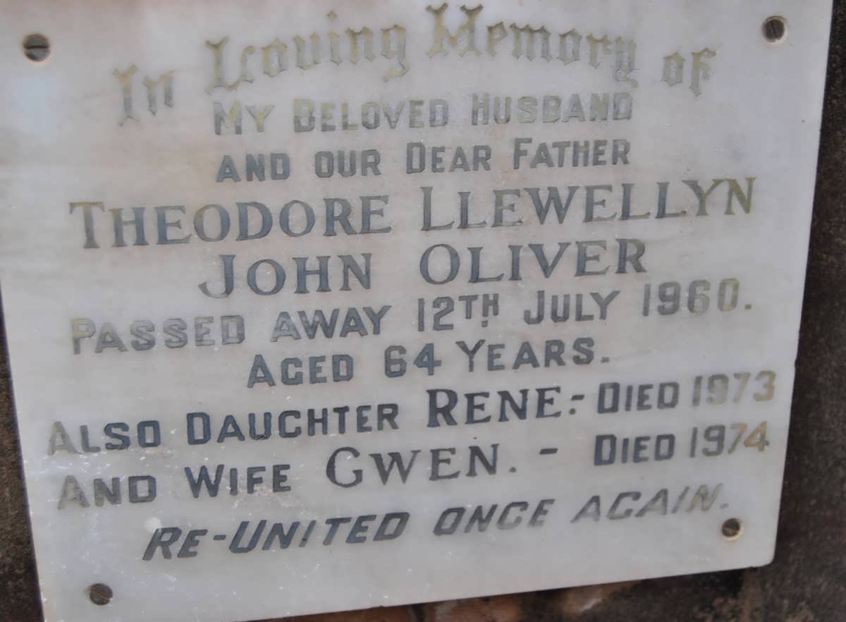 OLIVER Theodore Llewellyn John -1960 &amp; Gwen 1974 :: OLIVER Rene -1973