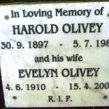 OLIVEY Harold 1897-1982 &amp; Evelyn 1910-2005