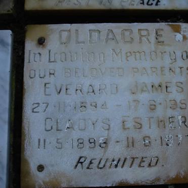 OLDACRE Everard James 1894-1950 &amp; Gladys Esther 1898-1977