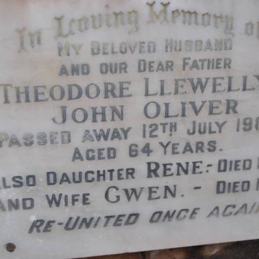 OLIVER Theodore Llewellyn John -1960 &amp; Gwen 1974 :: OLIVER Rene -1973