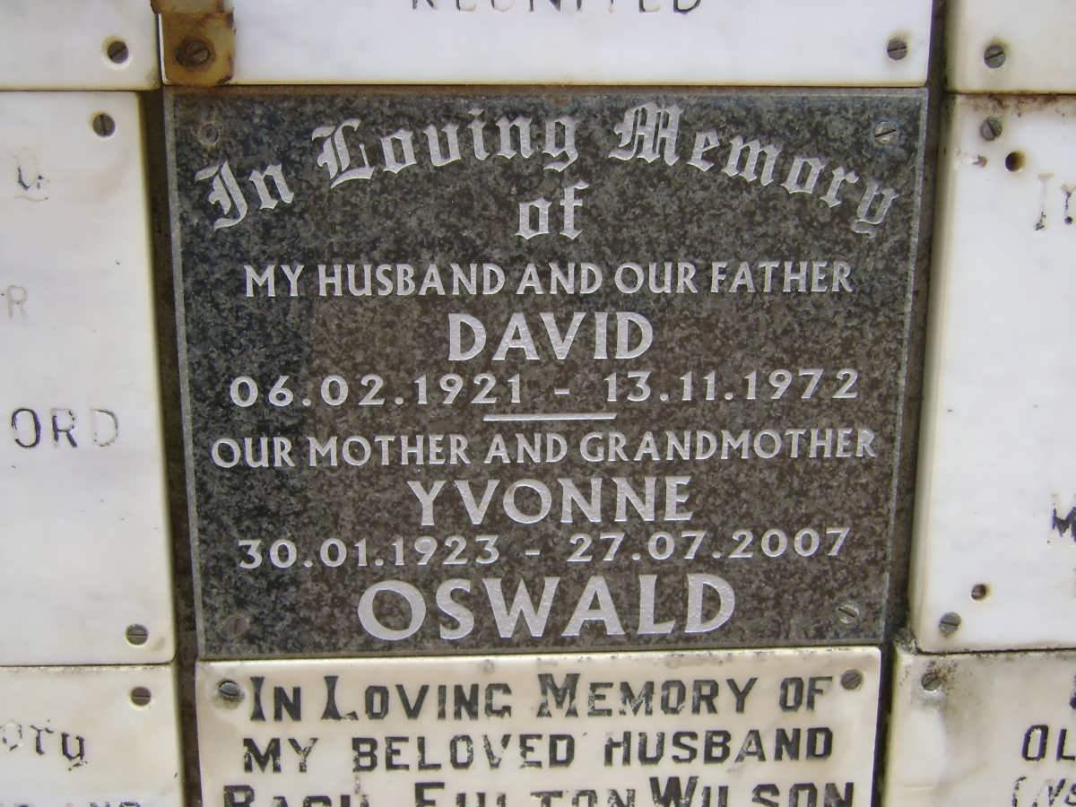 OSWALD David 1921-1972 &amp; Yvonne 1923-2007
