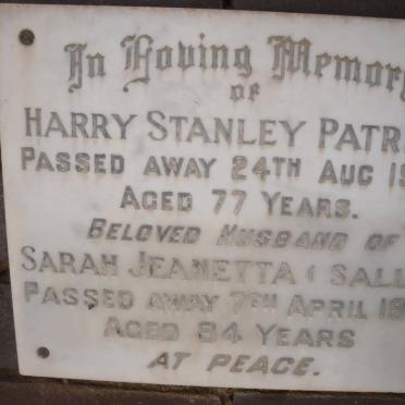 PATRICK Harry Stanley -1968 &amp; Sarah Jeanetta -1979