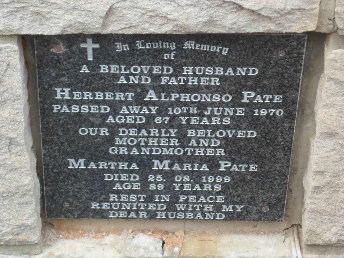 PATE Herbert Alphonso -1970 &amp; Martha Maria -1999