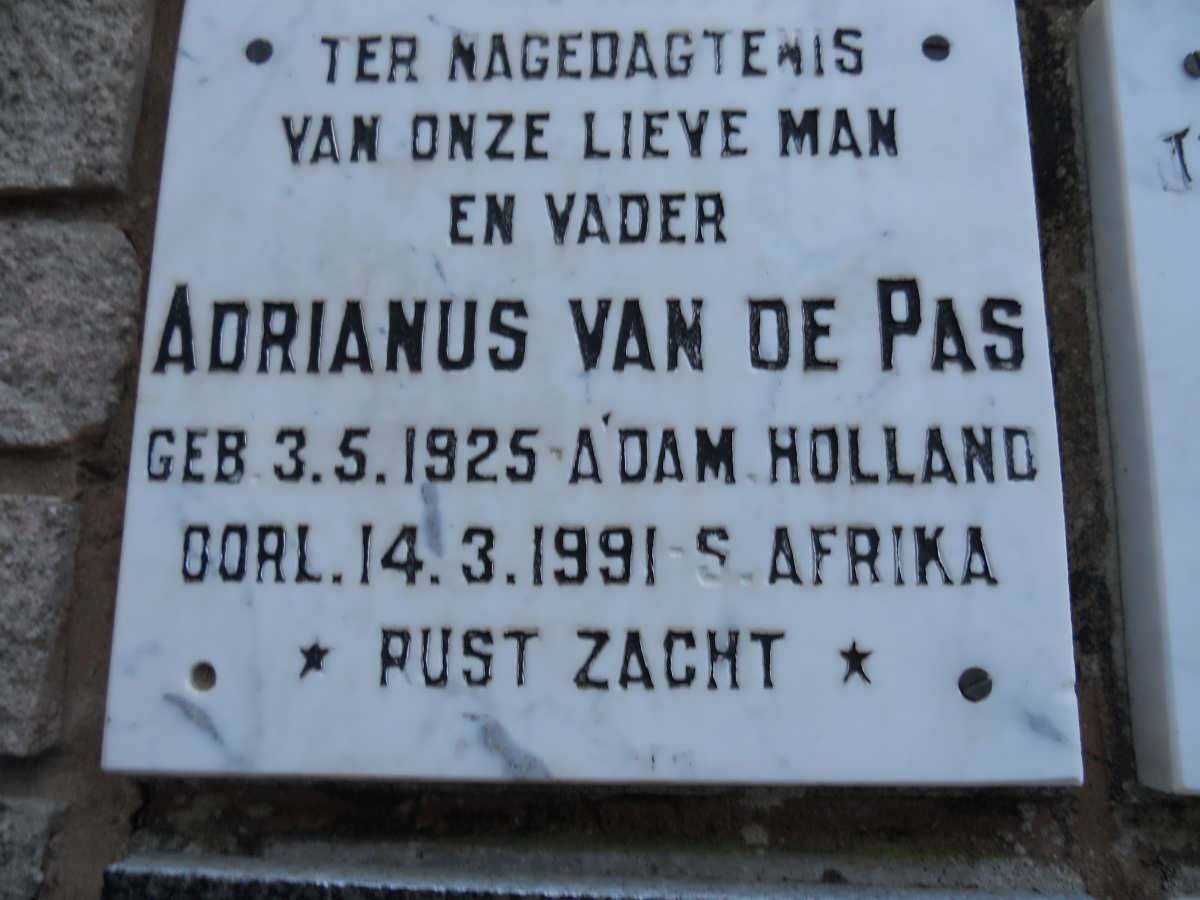 PAS Adrianus, van de 1925-1991