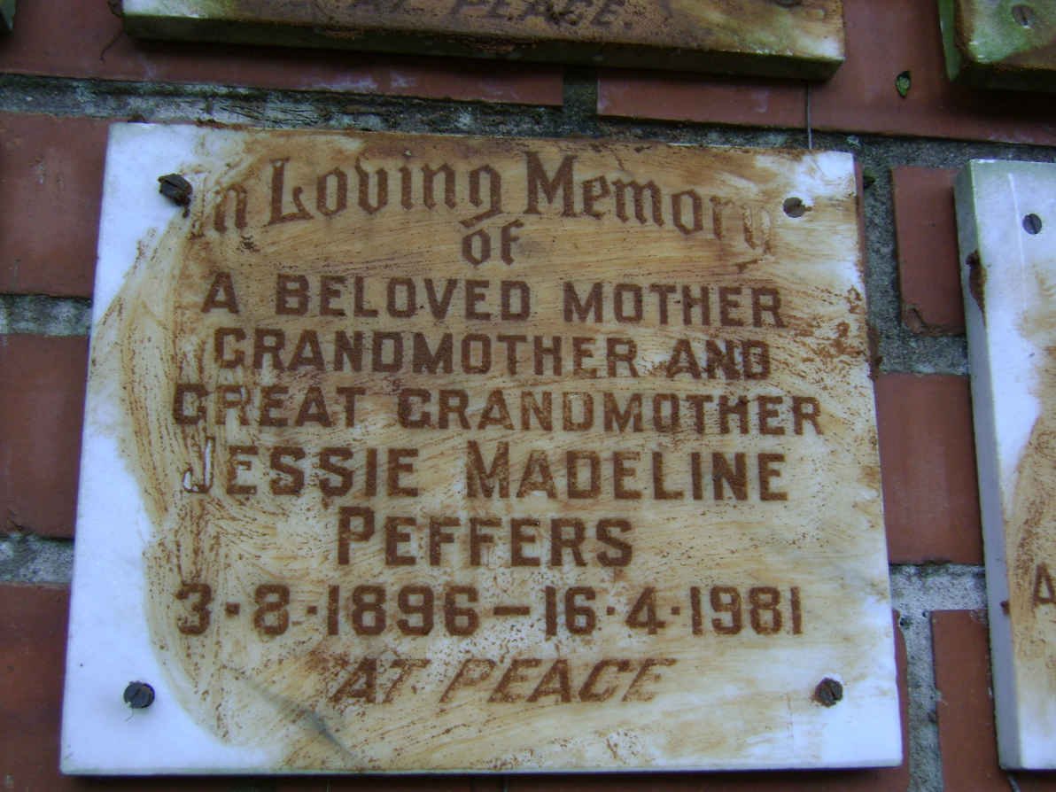 PEFFERS Jessie Madeline 1896-1981