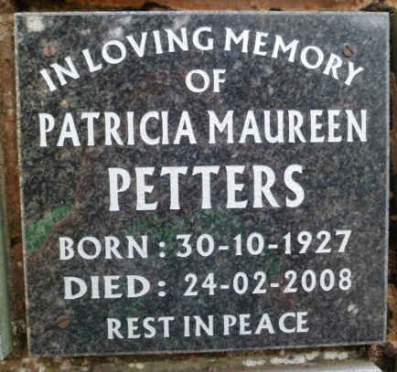 PETTERS Patricia Maureen 1927-2008