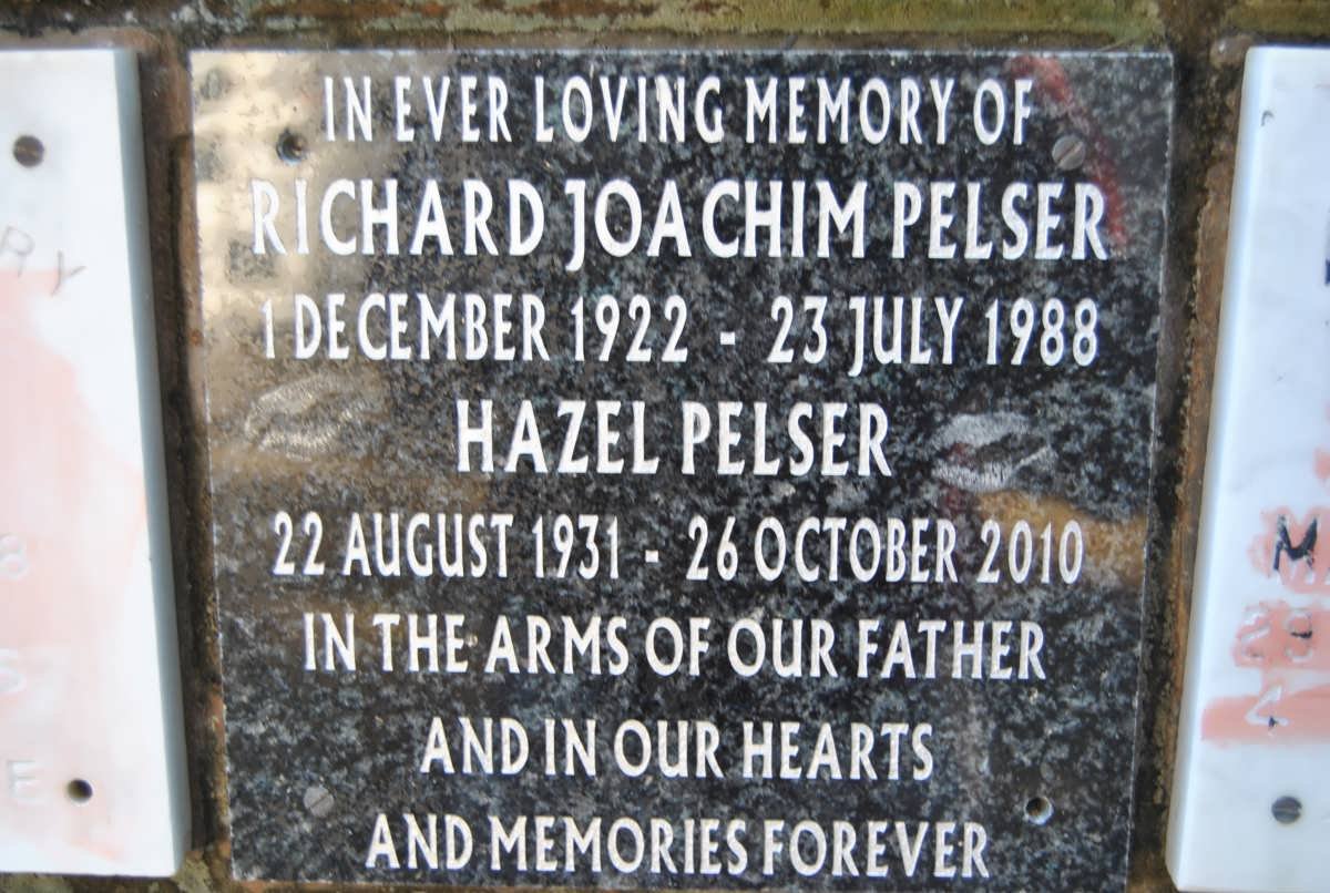 PELSER Richard Joachim 1922-1988 &amp; Hazel 1931-2010