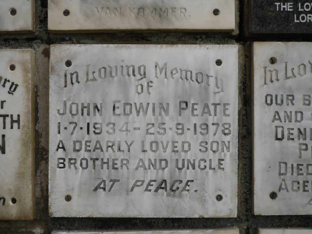 PEATE John Edwin 1934-1978