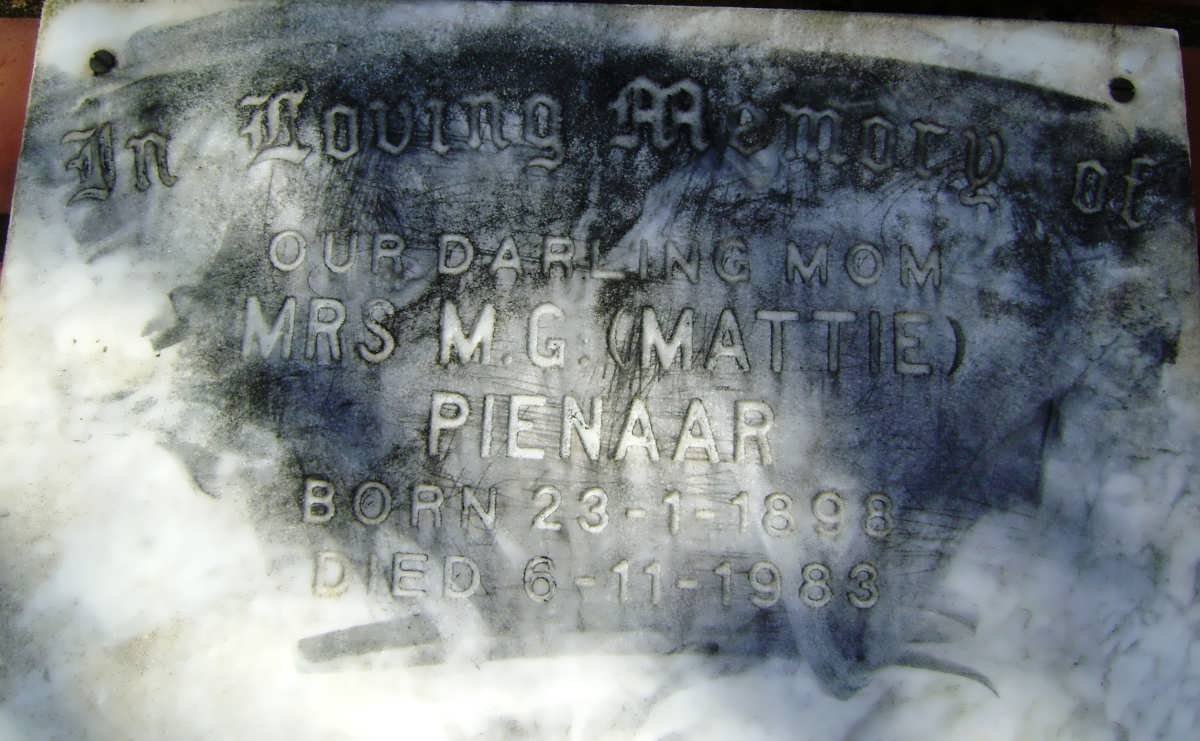 PIENAAR M.G. 1898-1983