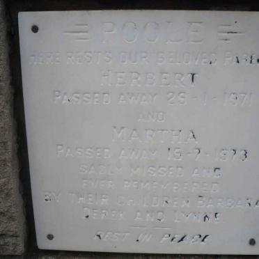 POOLE Herbert -1971 &amp; Martha -1973