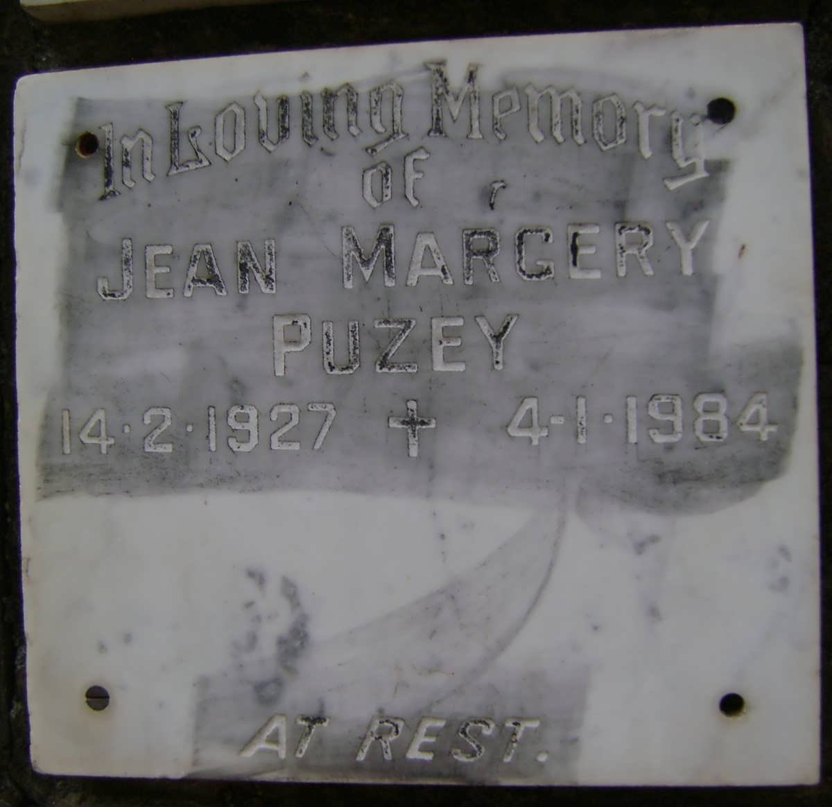 PUZEY Jean Margery 1927-1984