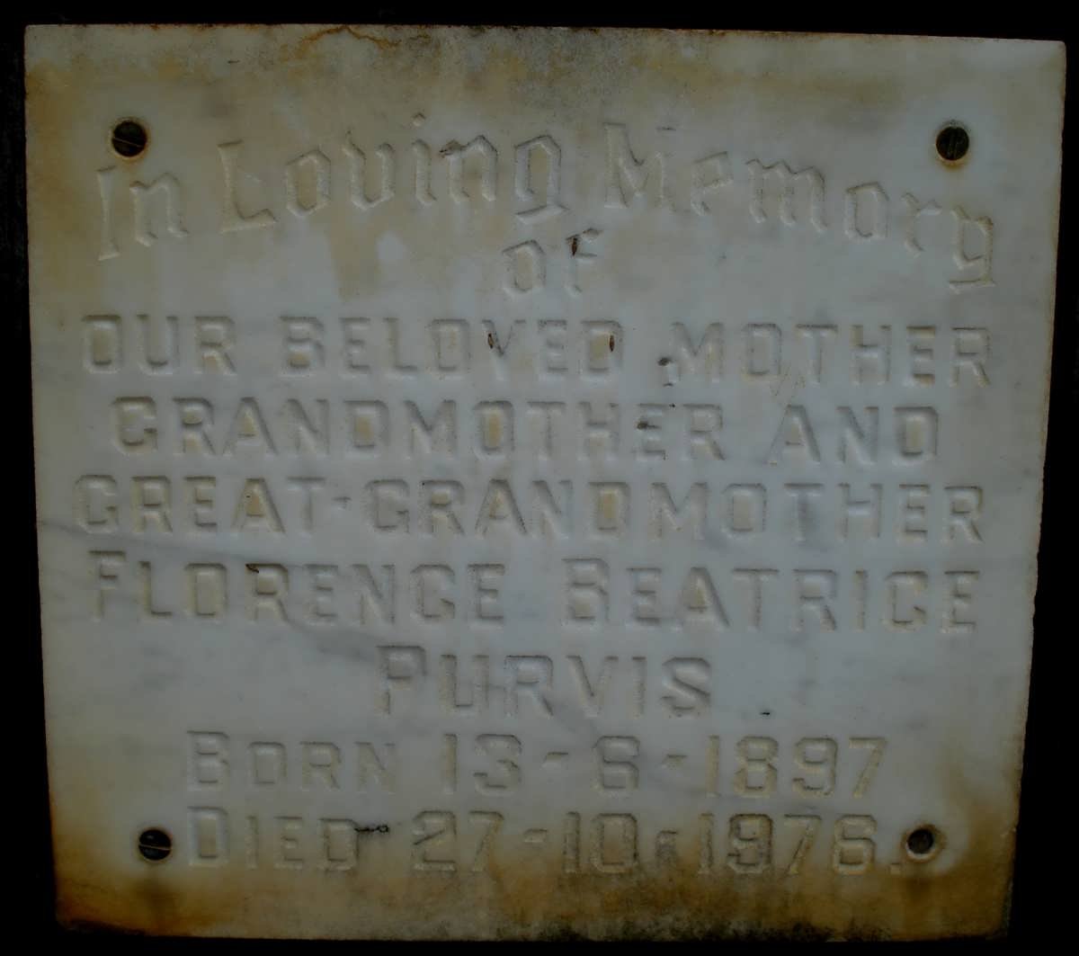 PURVIS Florence Beatrice 1897-1976