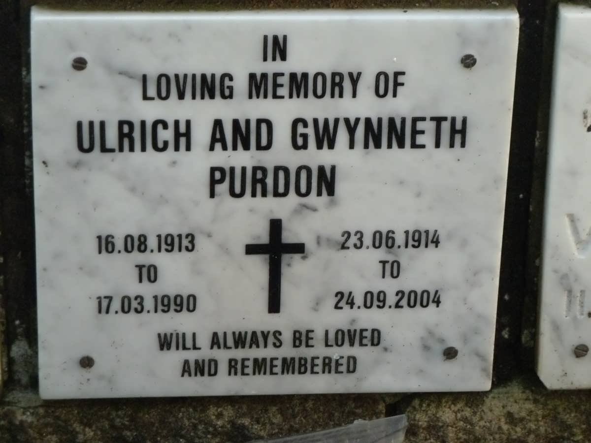 PURDON Ulrich 1913-1990 &amp; Gwynneth 1914-2004