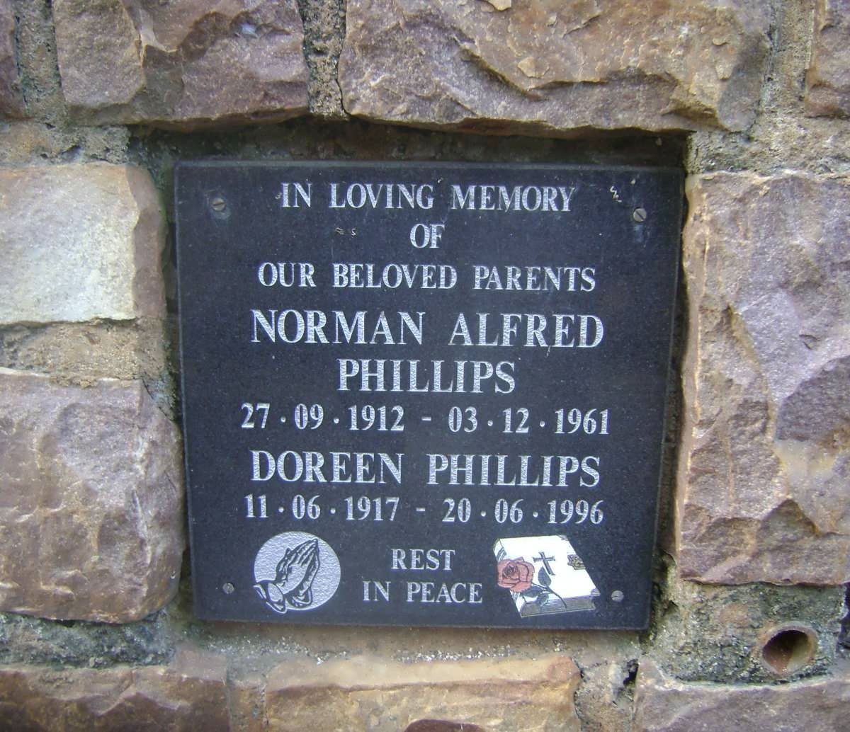 PHILLIPS Norman Alfred 1912-1961 &amp; Doreen 1917-1996