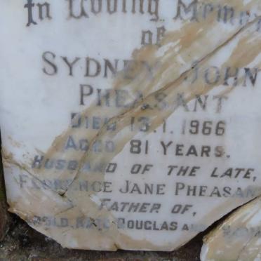 PHEASANT Sydney John  -1966
