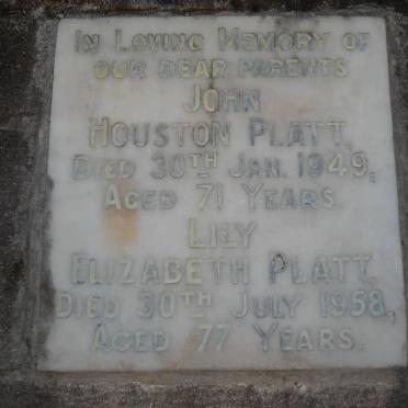 PLATT John Houston -1949 &amp; Elizabeth -1958