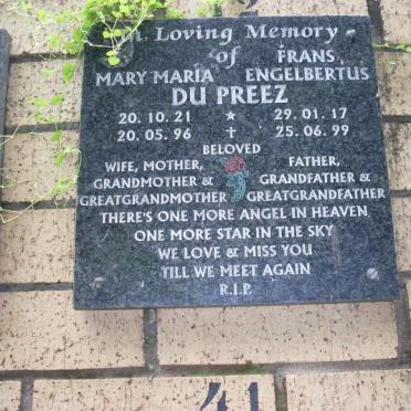 PREEZ Frans Engelbertus, du 1917-1999 &amp; Mary Maria 1921-1996