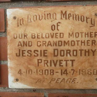 PRIVETT Jessie Dorothy 1908-1980