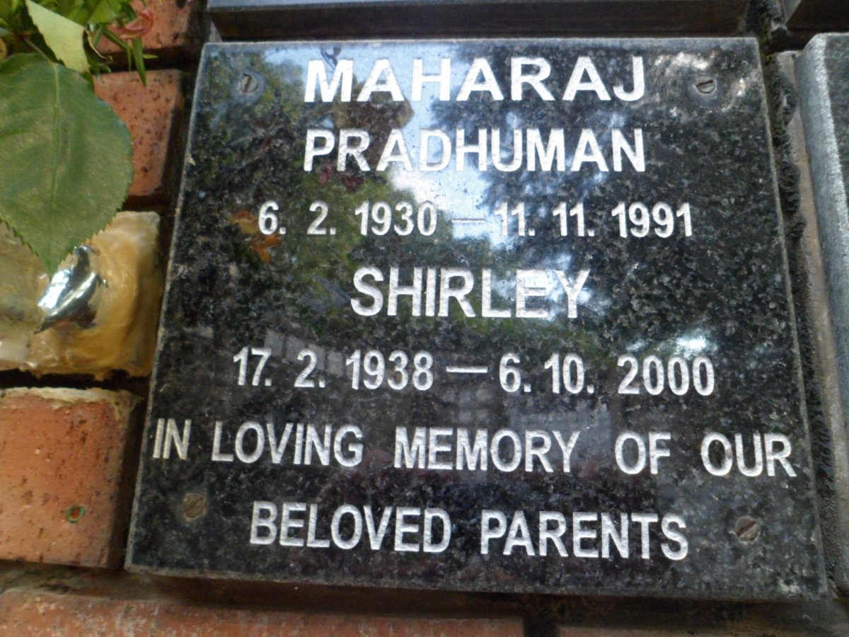 PRADHUMAN Maharaj 1930-1991 &amp; Shirley 1938-2000