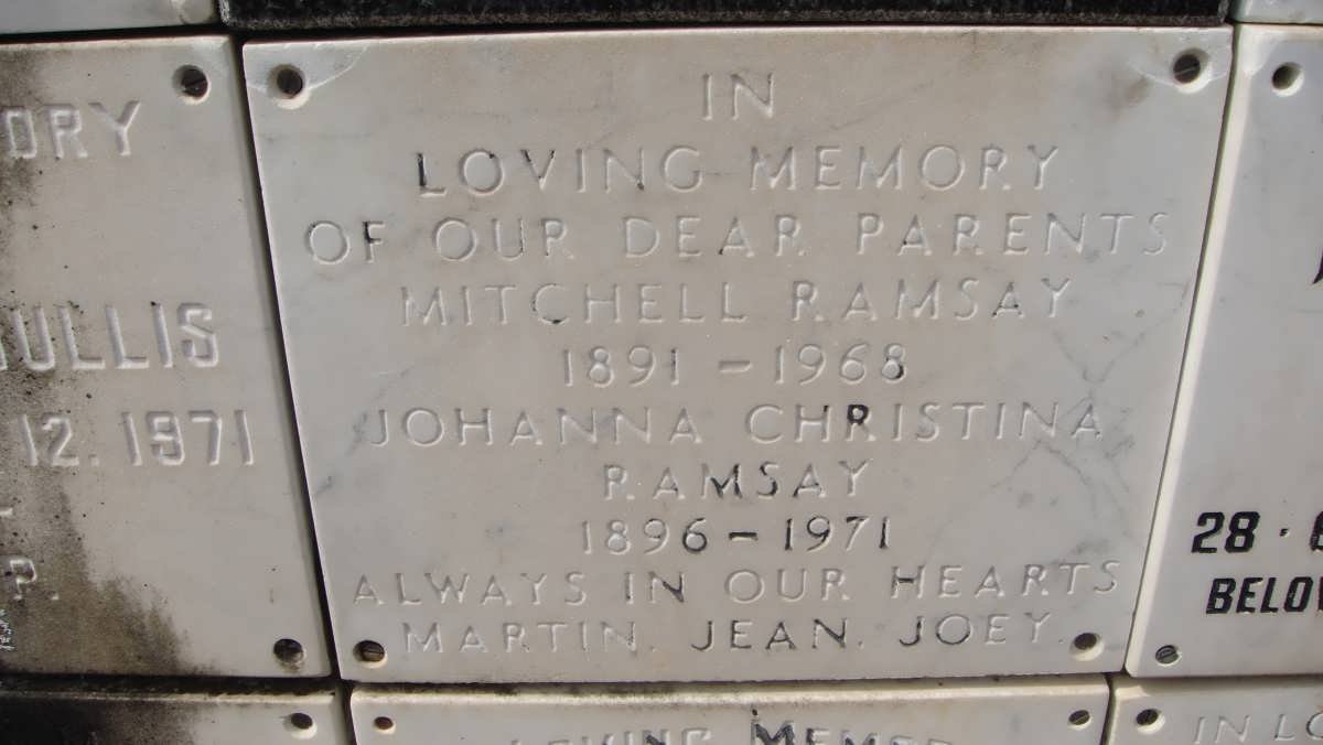 RAMSAY Mitchell 1891-1968 &amp; Johanna Christina 1896-1971