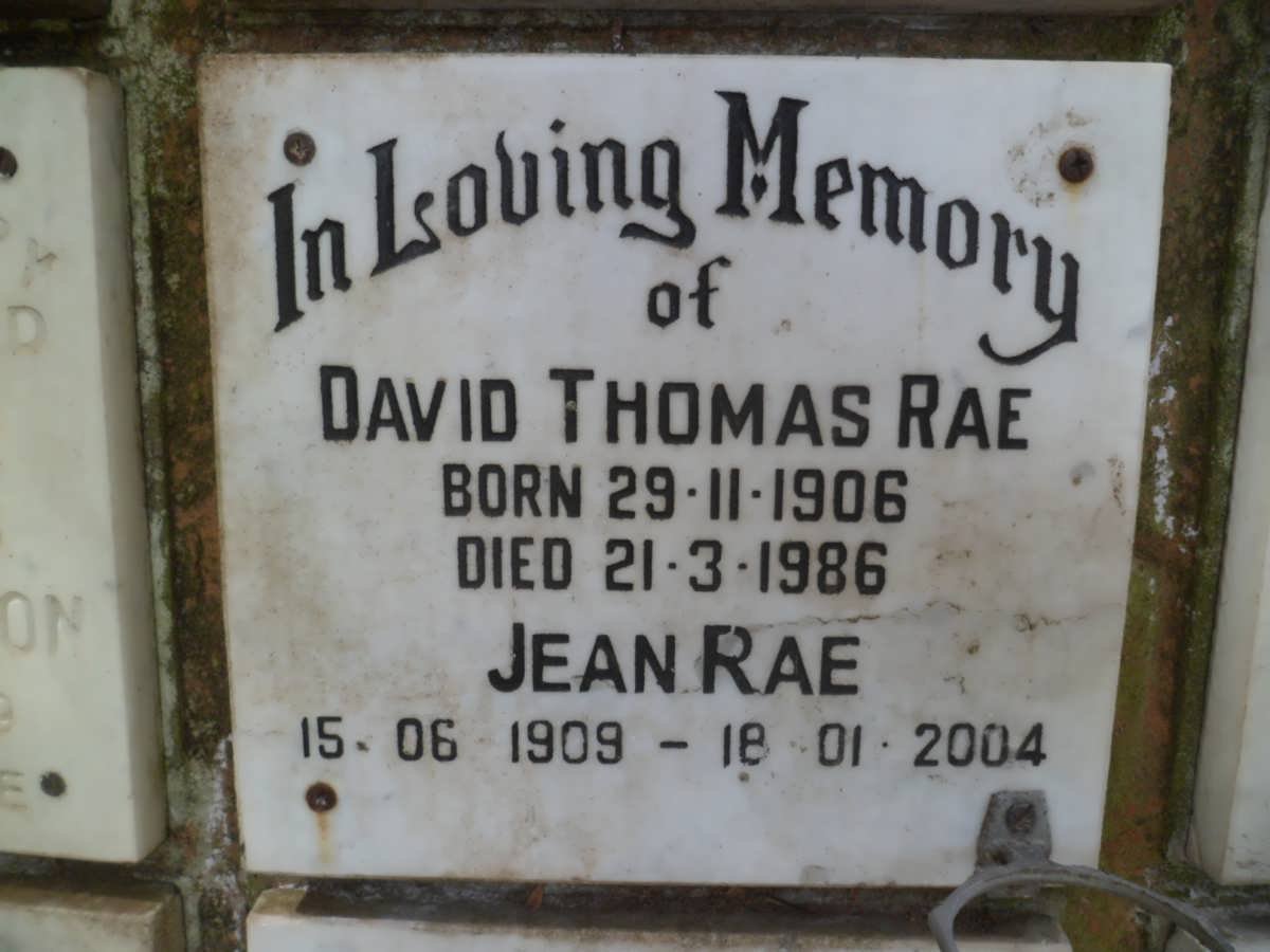 RAE David Thomas 1906-1986 &amp; Jean 1909-2004