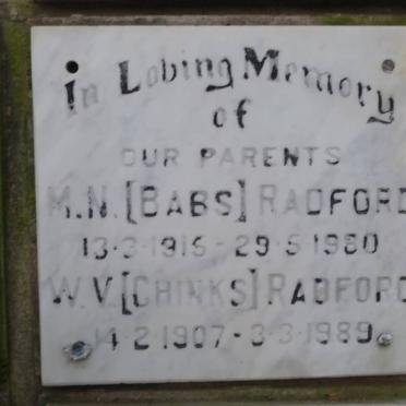 RADFORD W.V. 1907-1989 &amp; M.N. 1915-1980