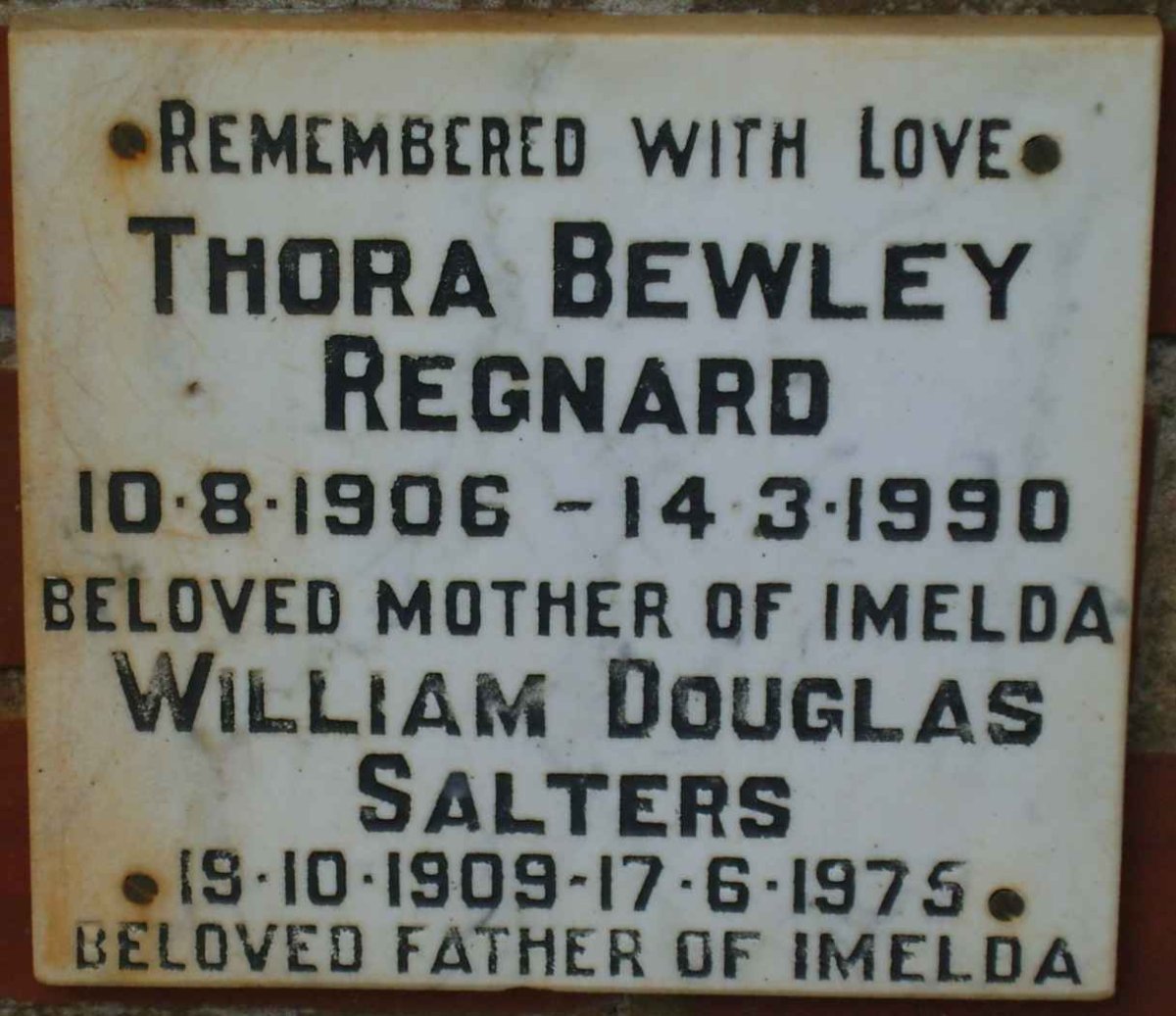 REGNARD Thora Bewley 1906-1990 :: SALTERS William Douglas 1909-1975