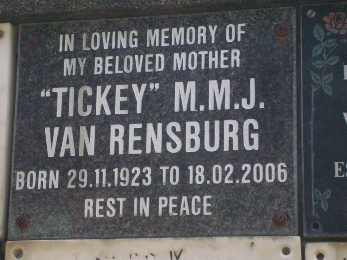 RENSBURG M.M.J., van 1923-2006 