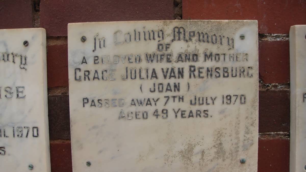 RENSBURG Grace Julia, van -1970