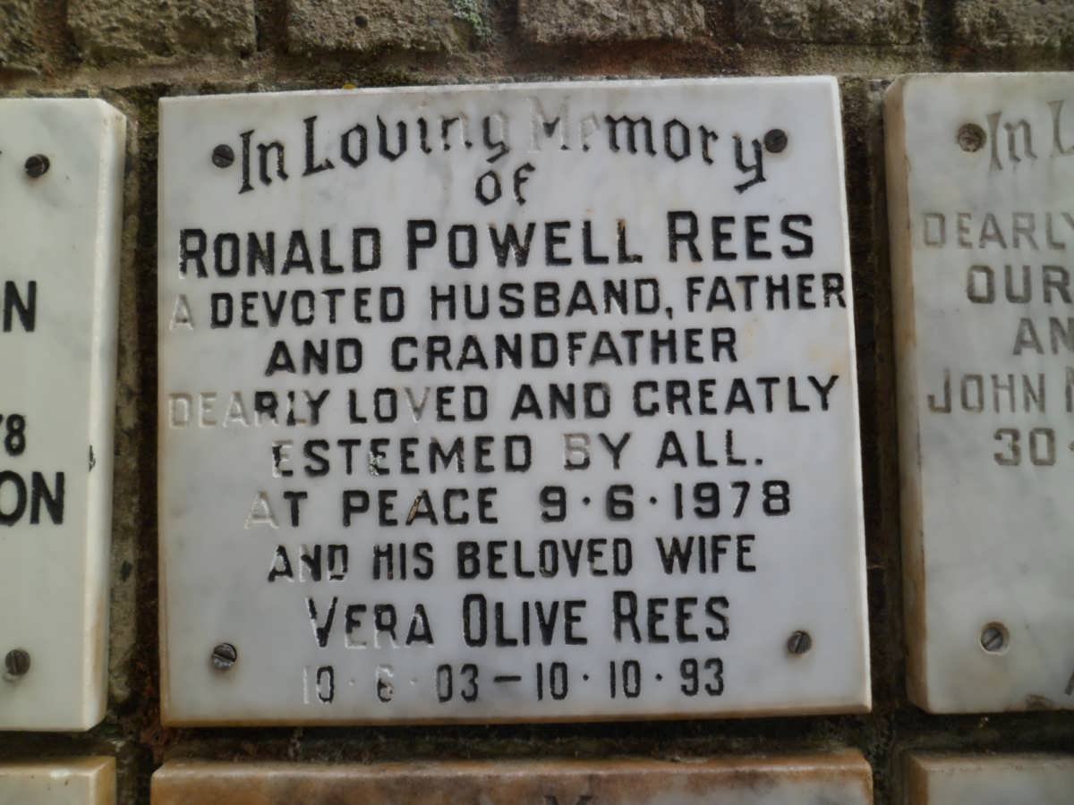 REES Ronald Powell -1978 &amp; Vera Olive 1903-1993