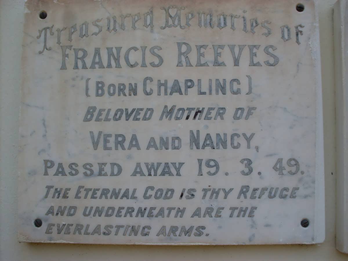 REEVES Francis nee CHAPLING -1949