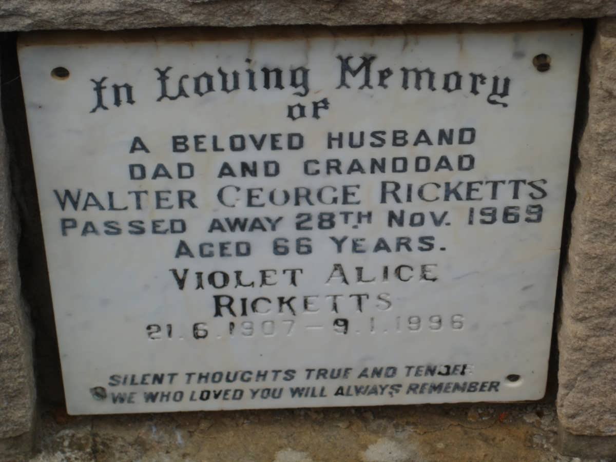 RICKETTS Walter George -1969 &amp; Violet Alice 1907-1996