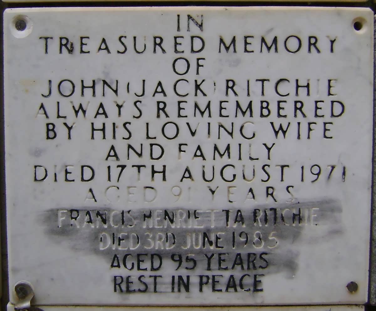 RITCHIE John -1971 &amp; Francis Henrietta -1985