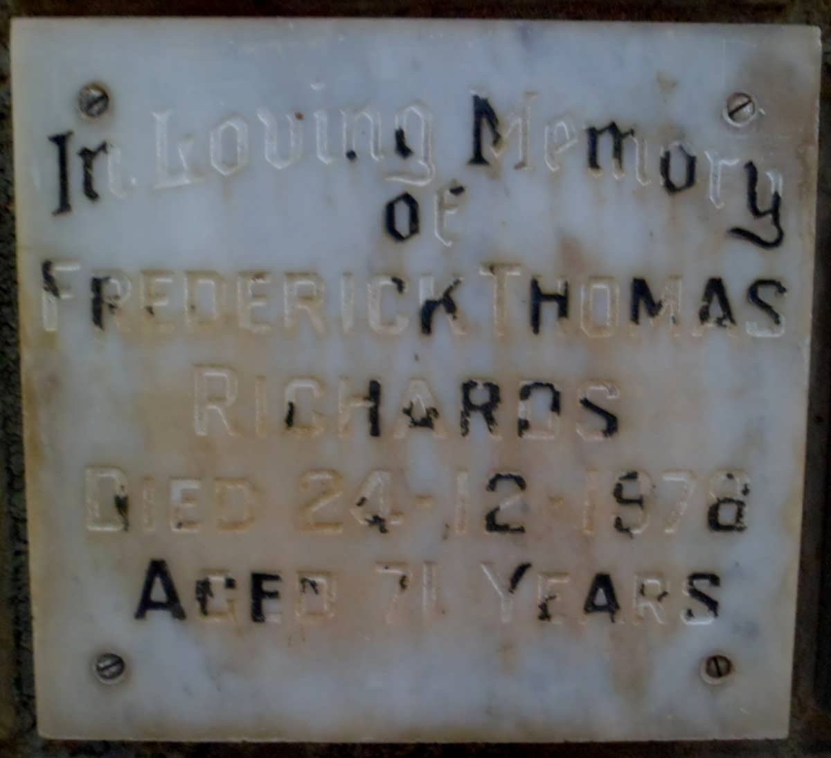 RICHARDS Frederick Thomas -1978