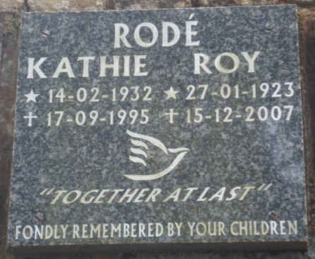 RODÉ Roy 1923-2007 &amp; Kathie 1932-1995