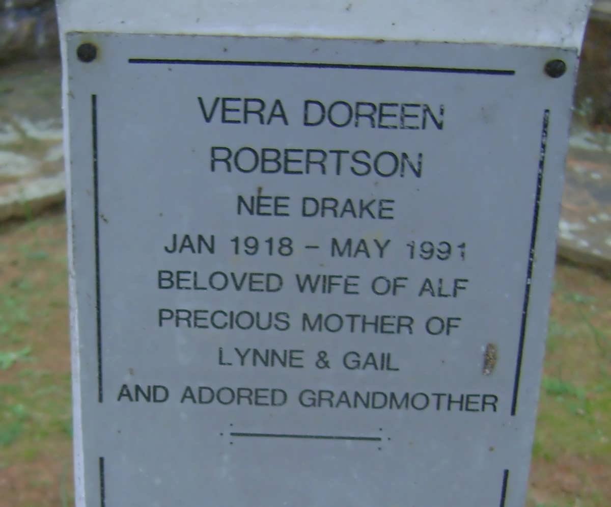 ROBERTSON Vera Doreen nee DRAKE 1918-1991