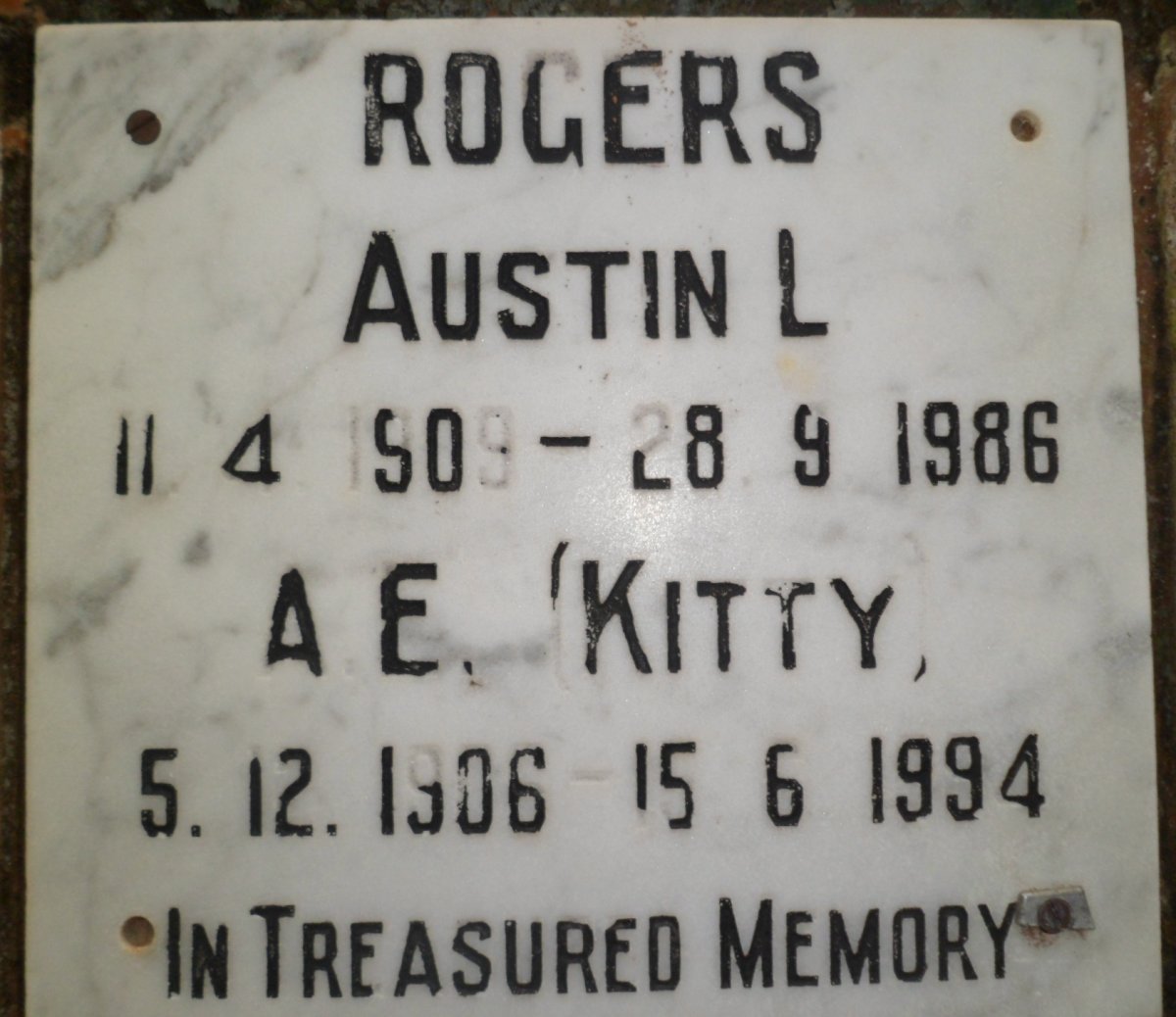 ROGERS Austin L. 1909-1986 &amp; A.E. 1906-1994